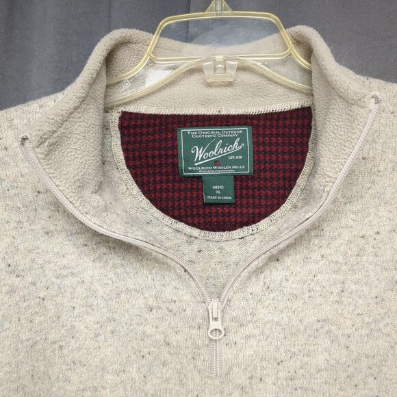 Woolrich Lambswool Sweater 1/4 Zip Pullover Oatmeal Heather Men's Size XL - Picture 2 of 8